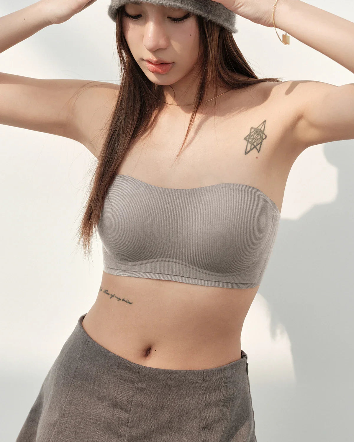 Soutien-gorge Bandeau en Soie Sans Couture Antidérapant