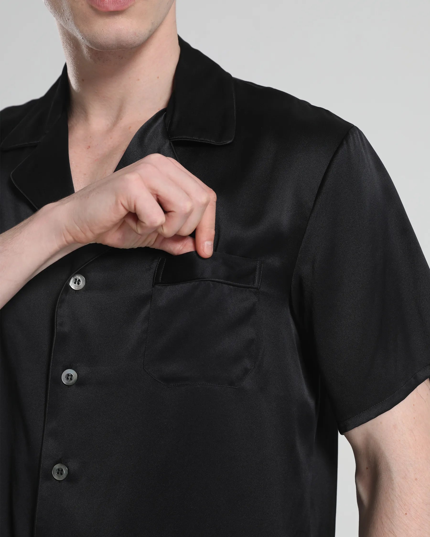 Pyjama en Soie à Manches Courtes pour Homme