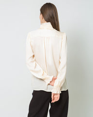 Blouse en Soie à Col Volant Romantique