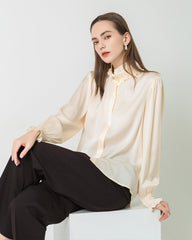 Blouse en Soie à Col Volant Romantique