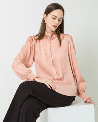 Blouse en Soie à Col Volant Romantique