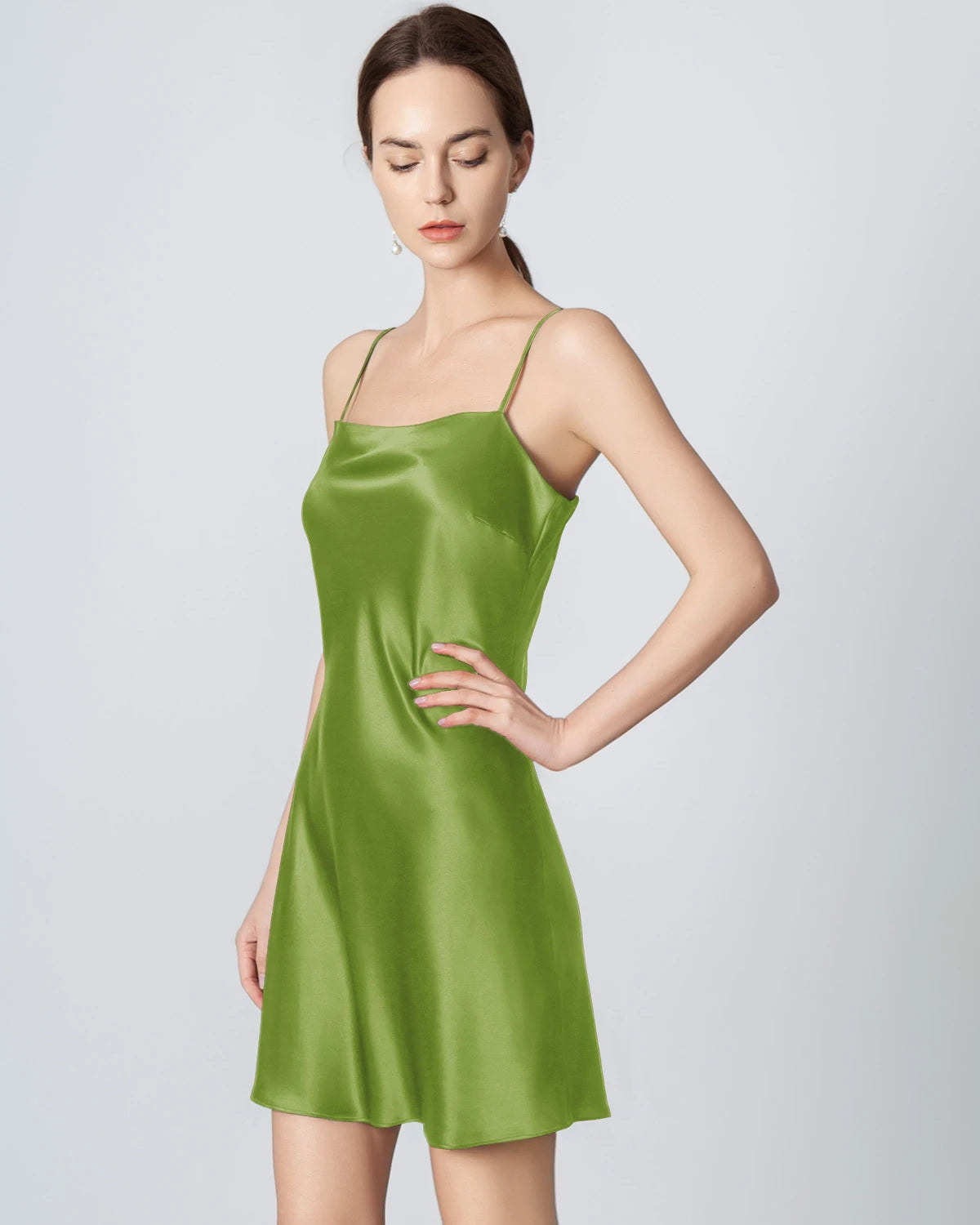 Robe Mini Cami en Soie Noire