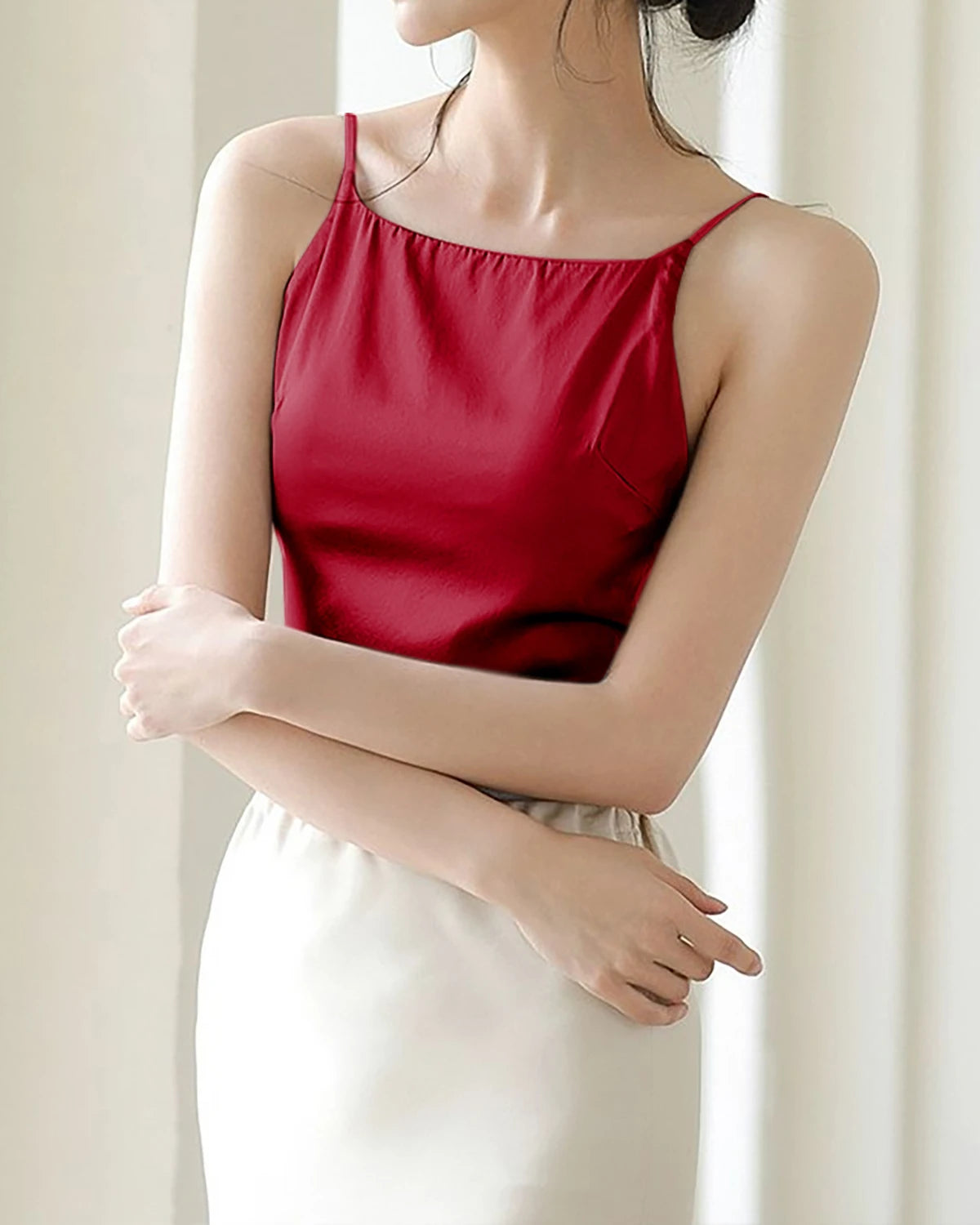 Caraco en soie avec soutien-gorge intégré