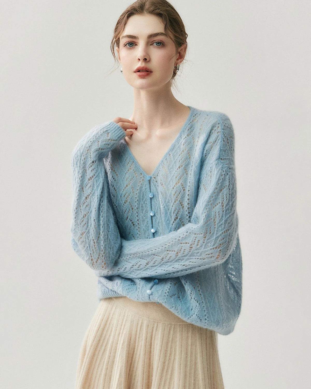 Cardigan fin en maille soie-cachemire