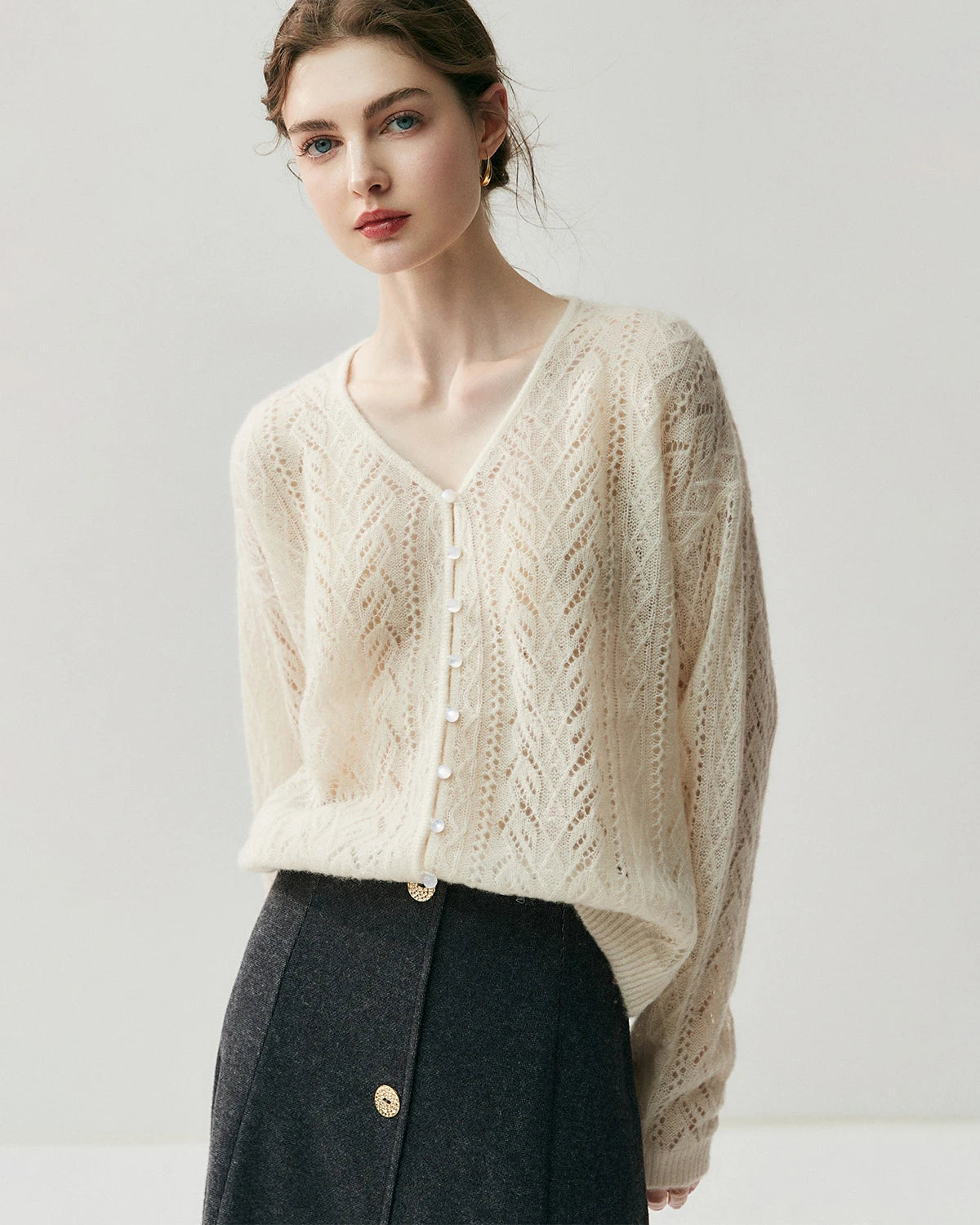 Cardigan fin en maille soie-cachemire
