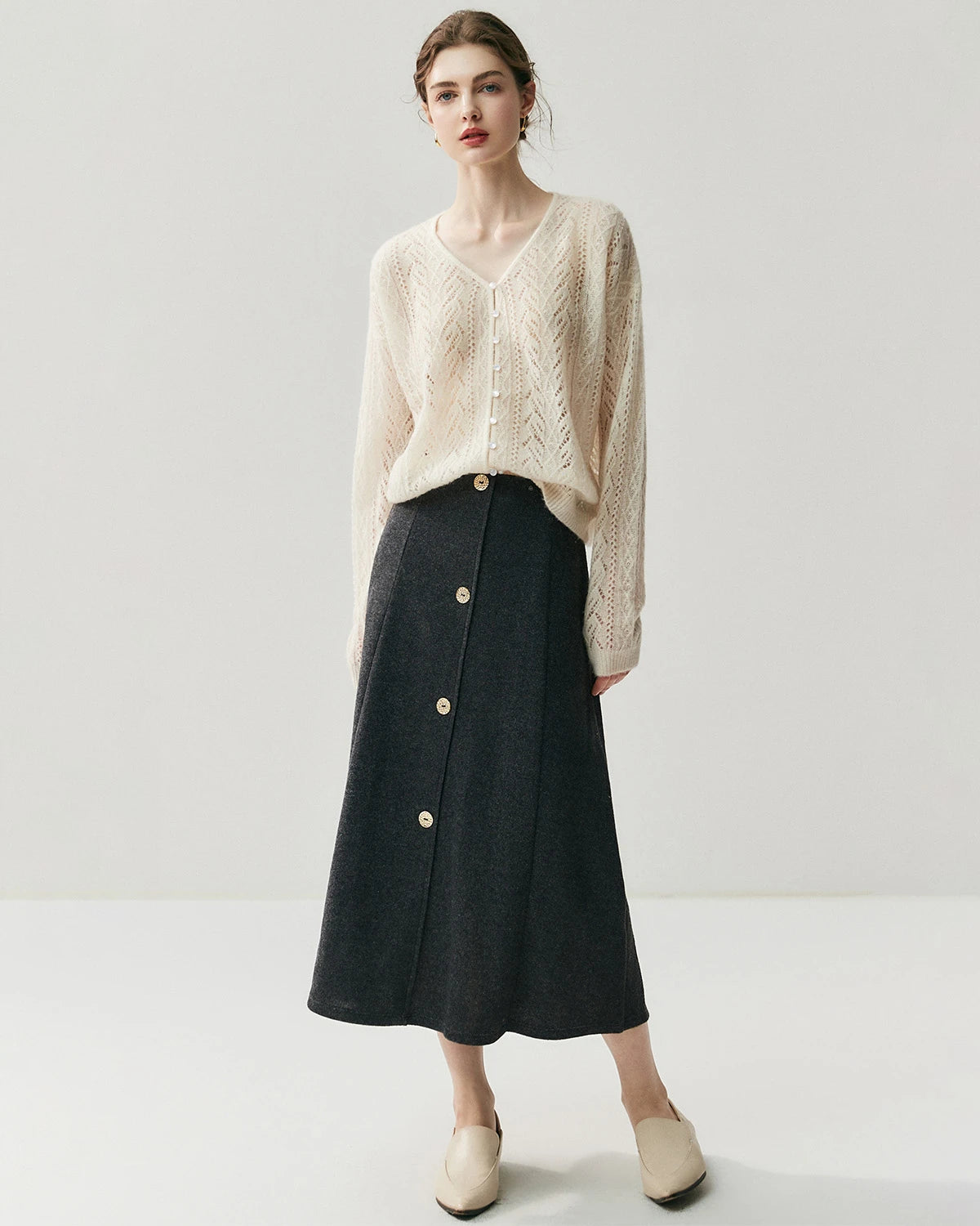 Cardigan fin en maille soie-cachemire