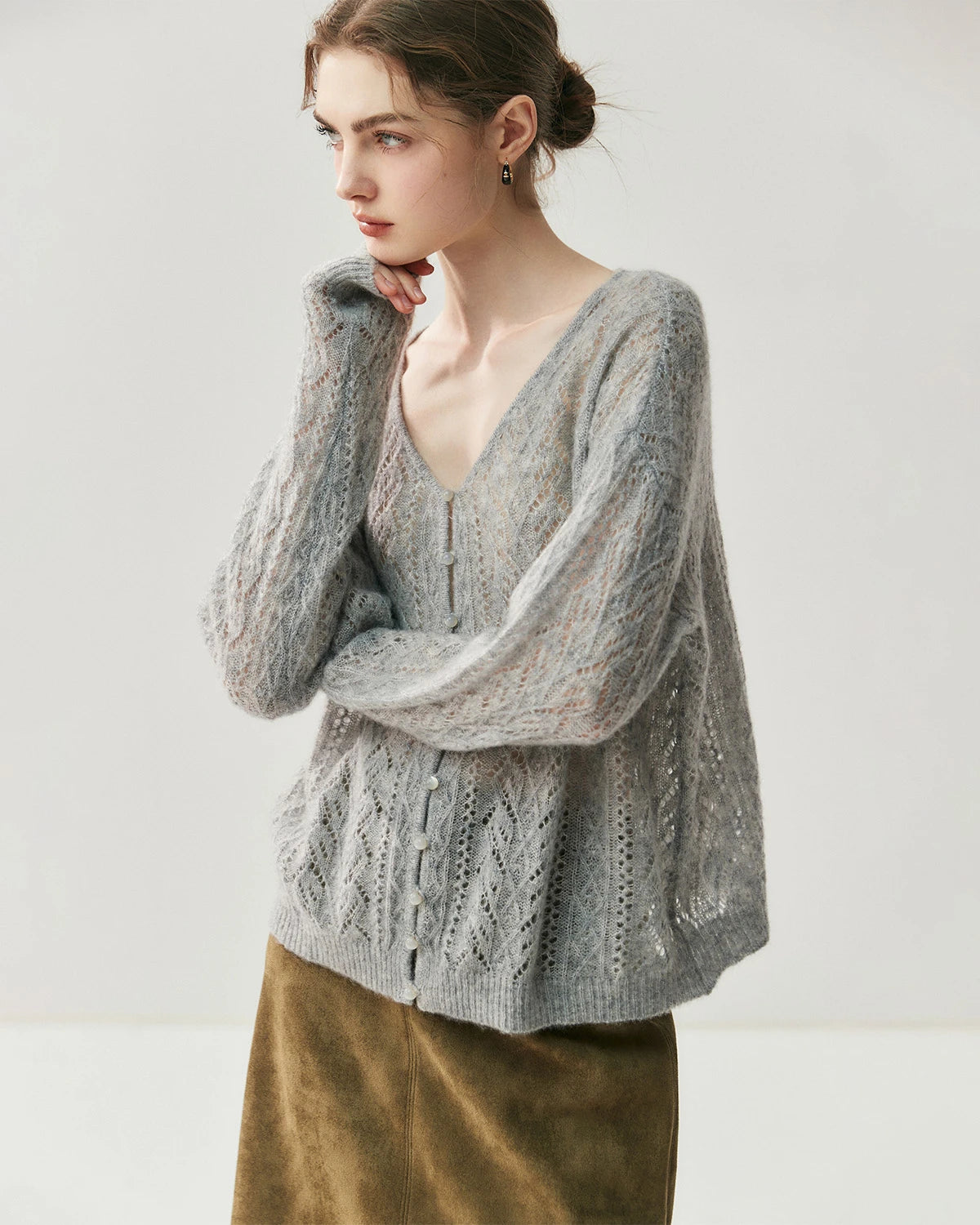 Cardigan fin en maille soie-cachemire