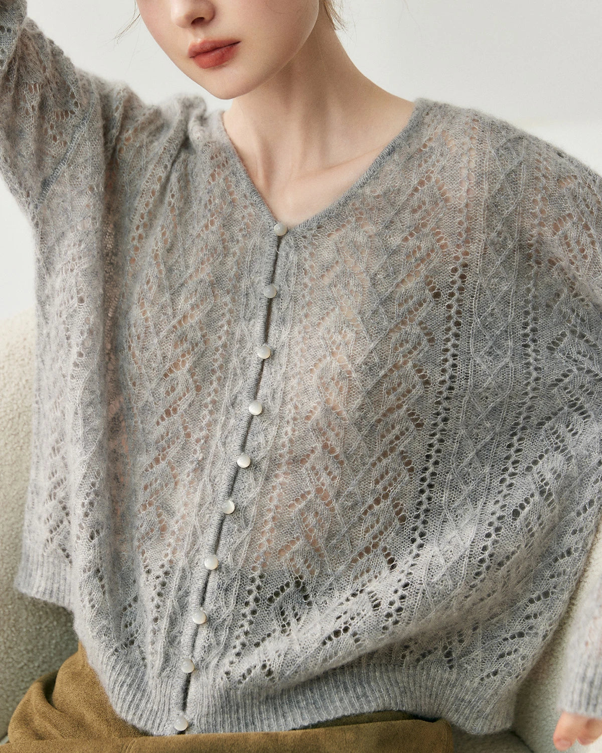 Cardigan fin en maille soie-cachemire