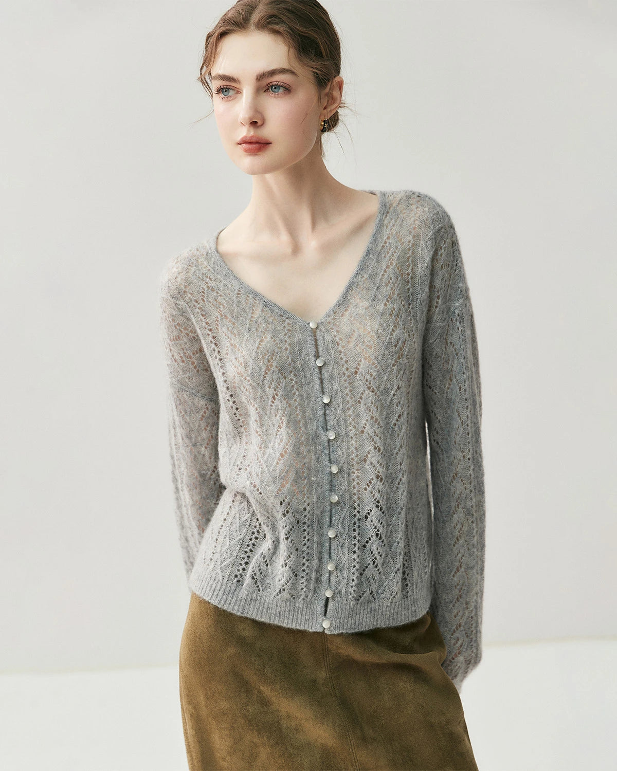 Cardigan fin en maille soie-cachemire