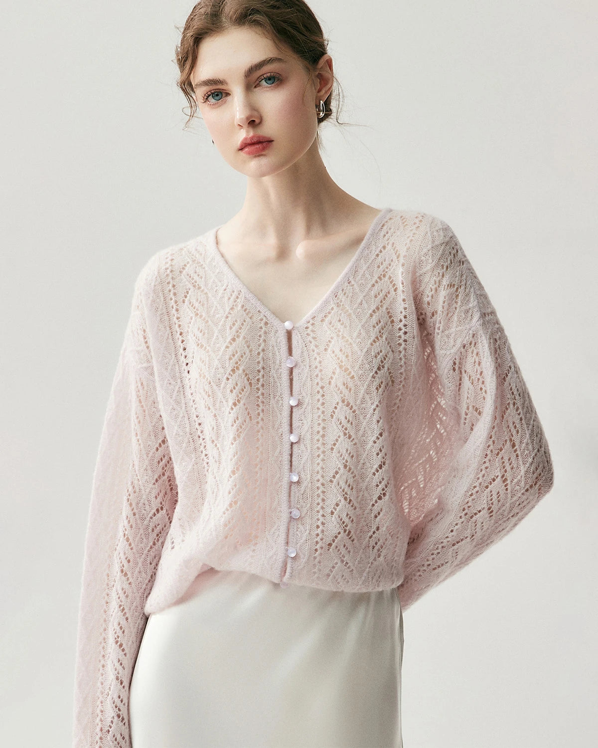 Cardigan fin en maille soie-cachemire