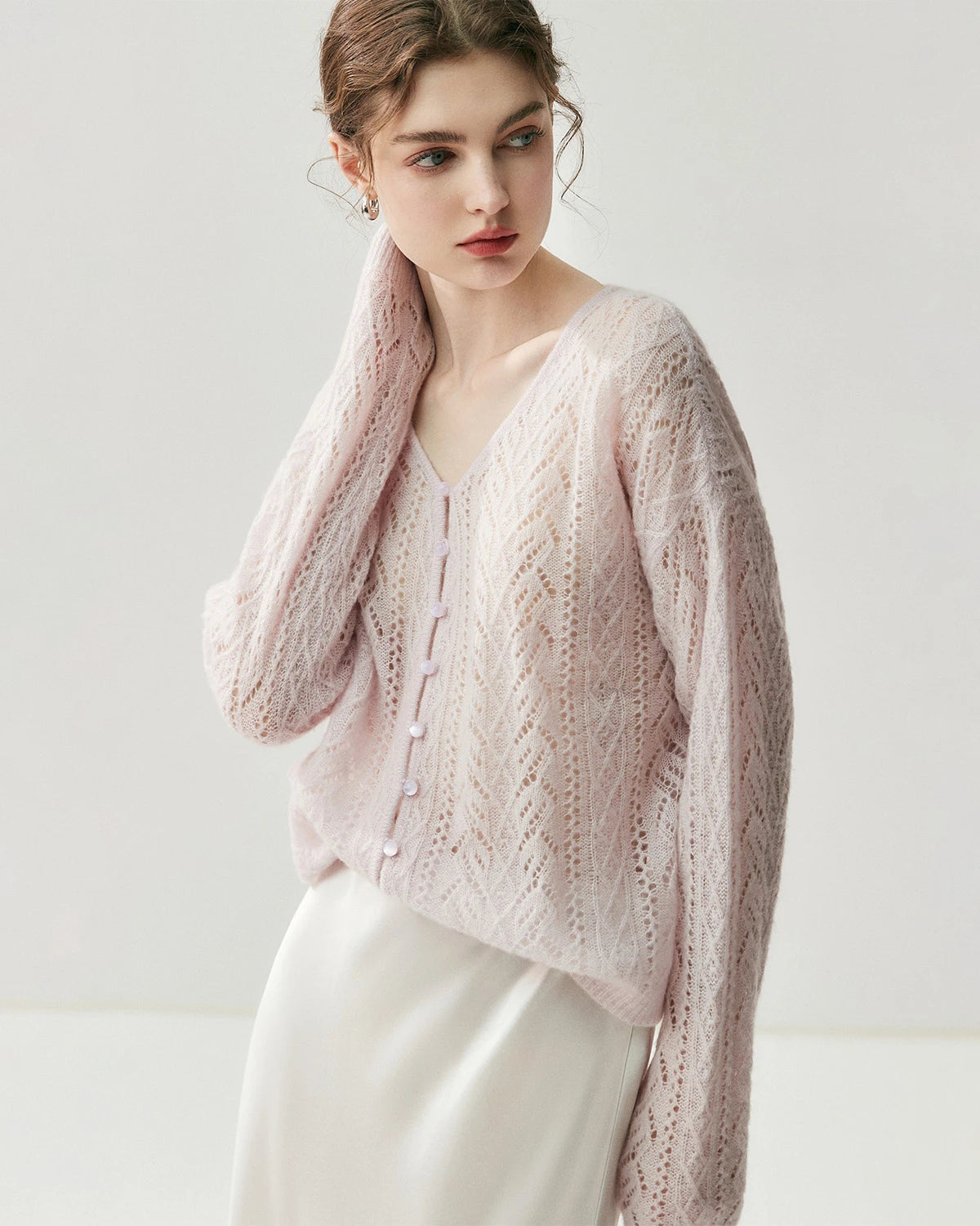 Cardigan fin en maille soie-cachemire