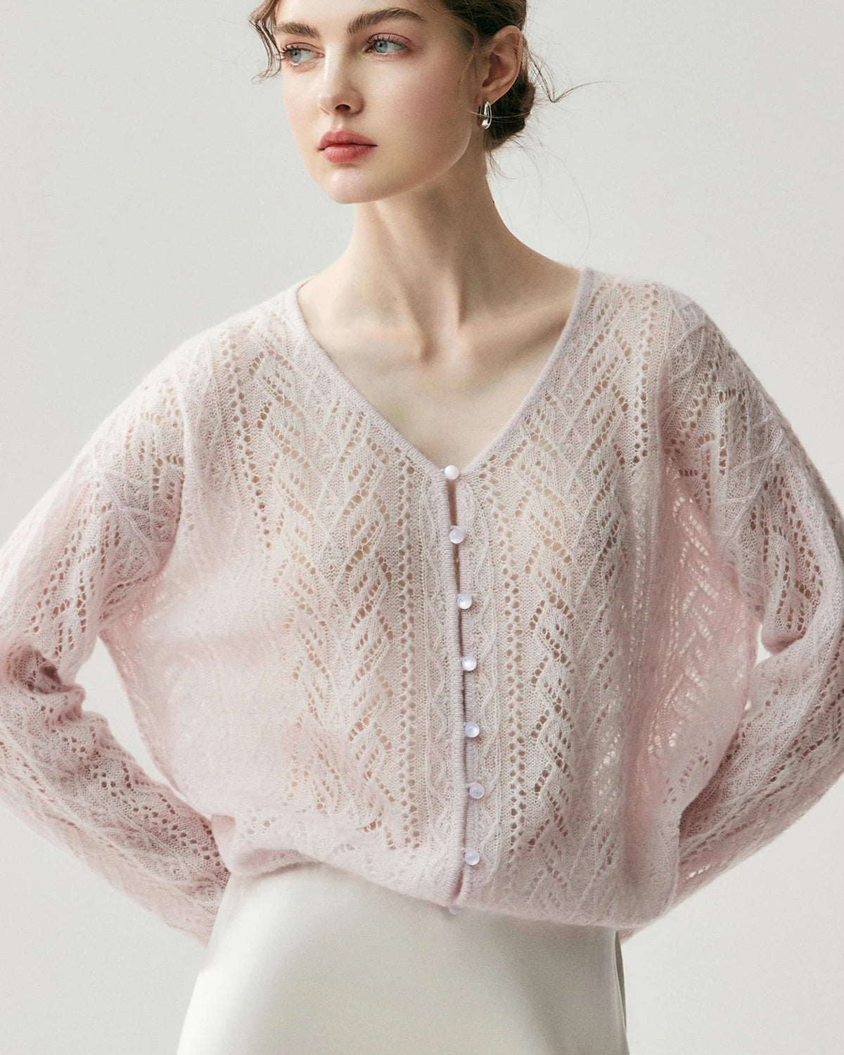 Cardigan fin en maille soie-cachemire