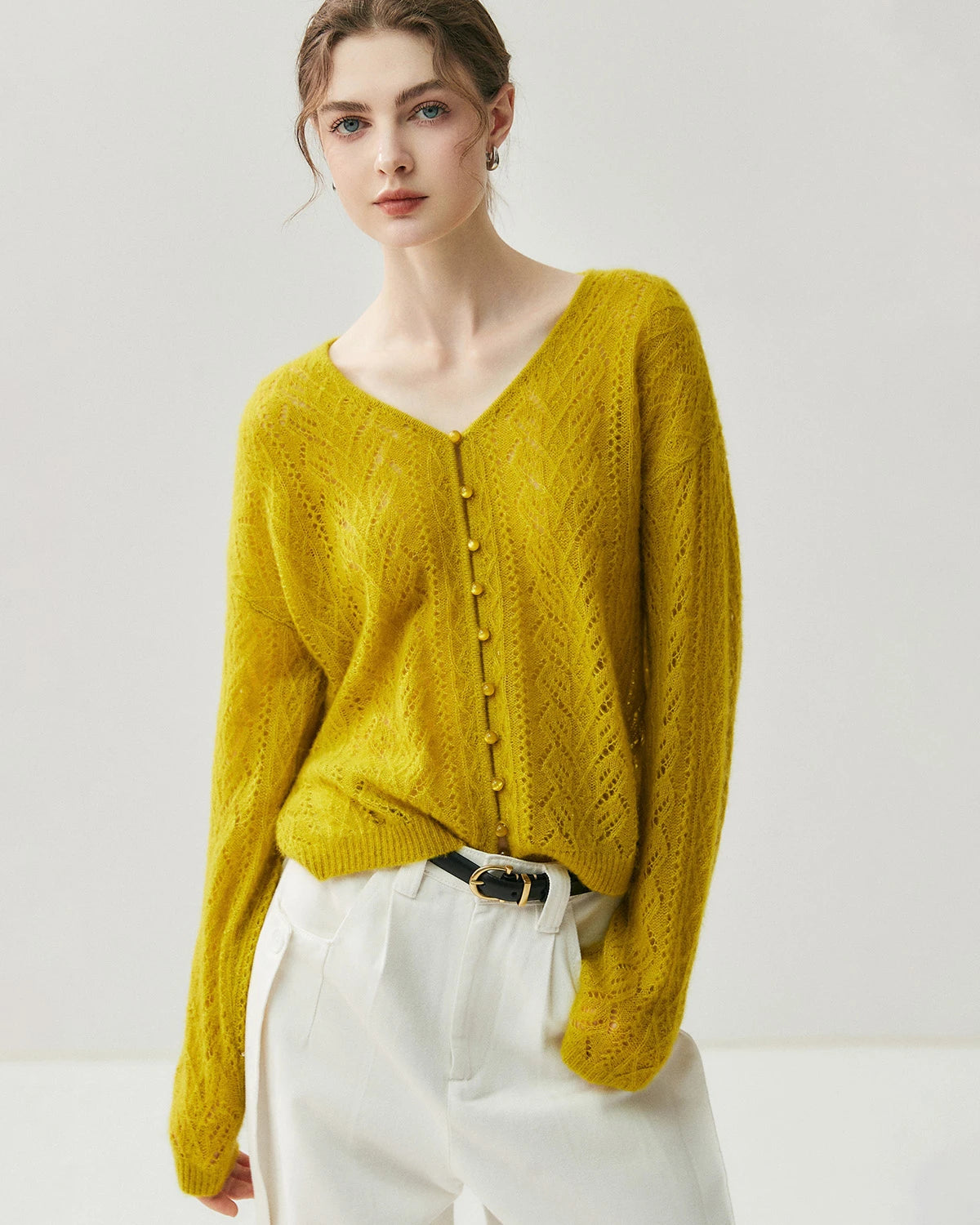 Cardigan fin en maille soie-cachemire