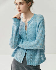 Cardigan en soie et cachemire avec boutons métalliques