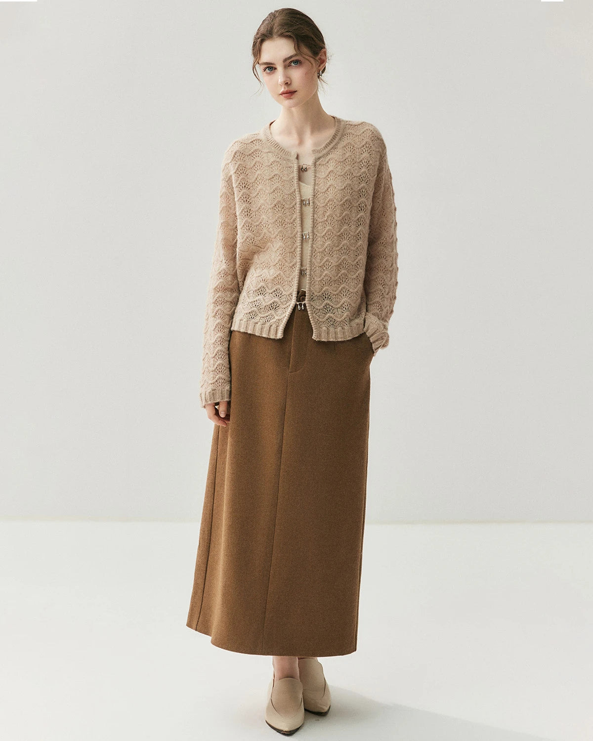 Cardigan en soie et cachemire avec boutons métalliques