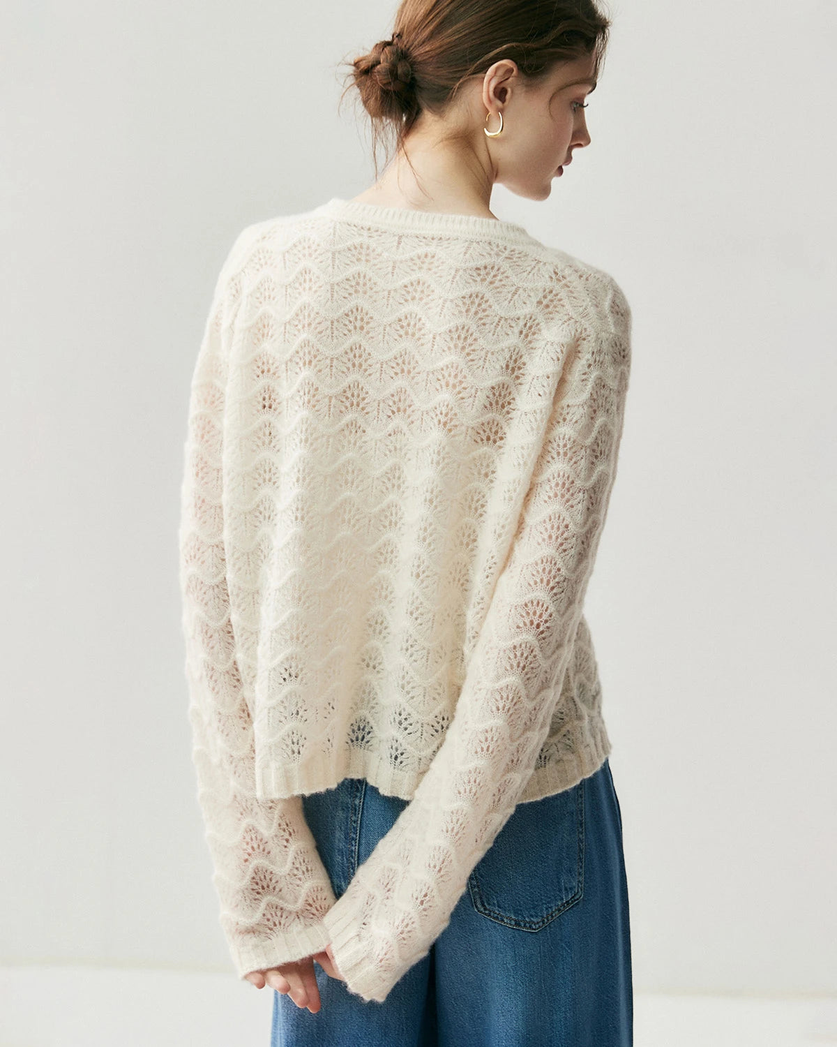 Cardigan en soie et cachemire avec boutons métalliques