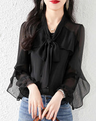 Blouse en mousseline de soie avec manches à volants