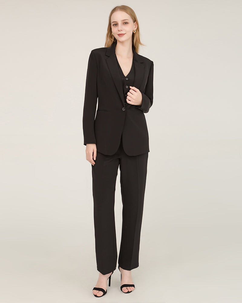 Blazer en Soie à Col Piqué 40 Momme Black