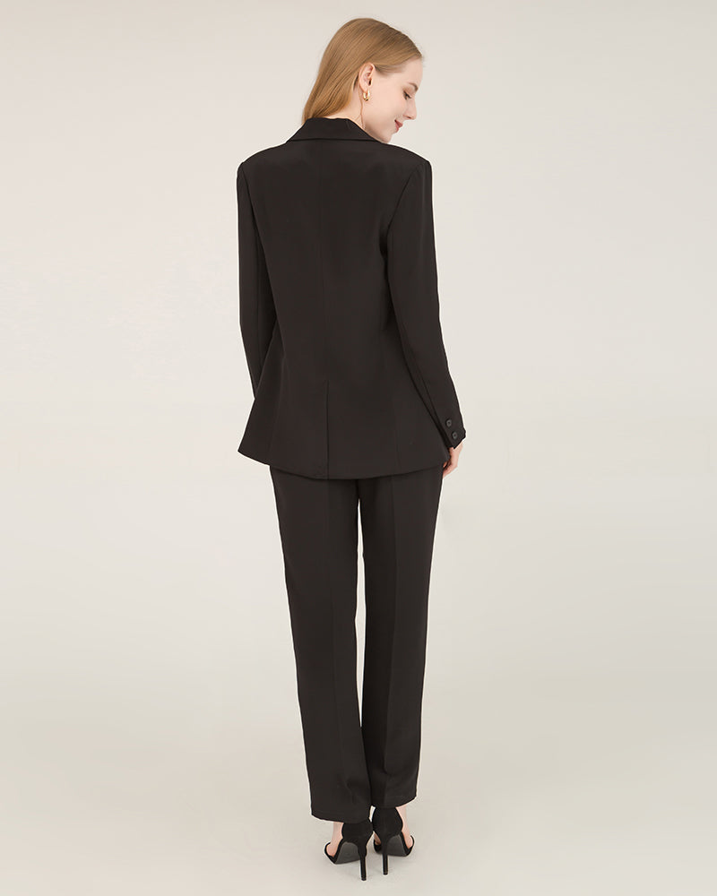 Blazer en Soie à Col Piqué 40 Momme Black