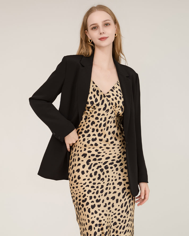 Blazer en Soie à Col Piqué 40 Momme Black