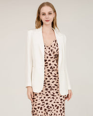Blazer en Soie à Col Piqué 40 Momme White