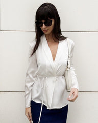 Chemise en Soie à Manches Longues avec Ceinture