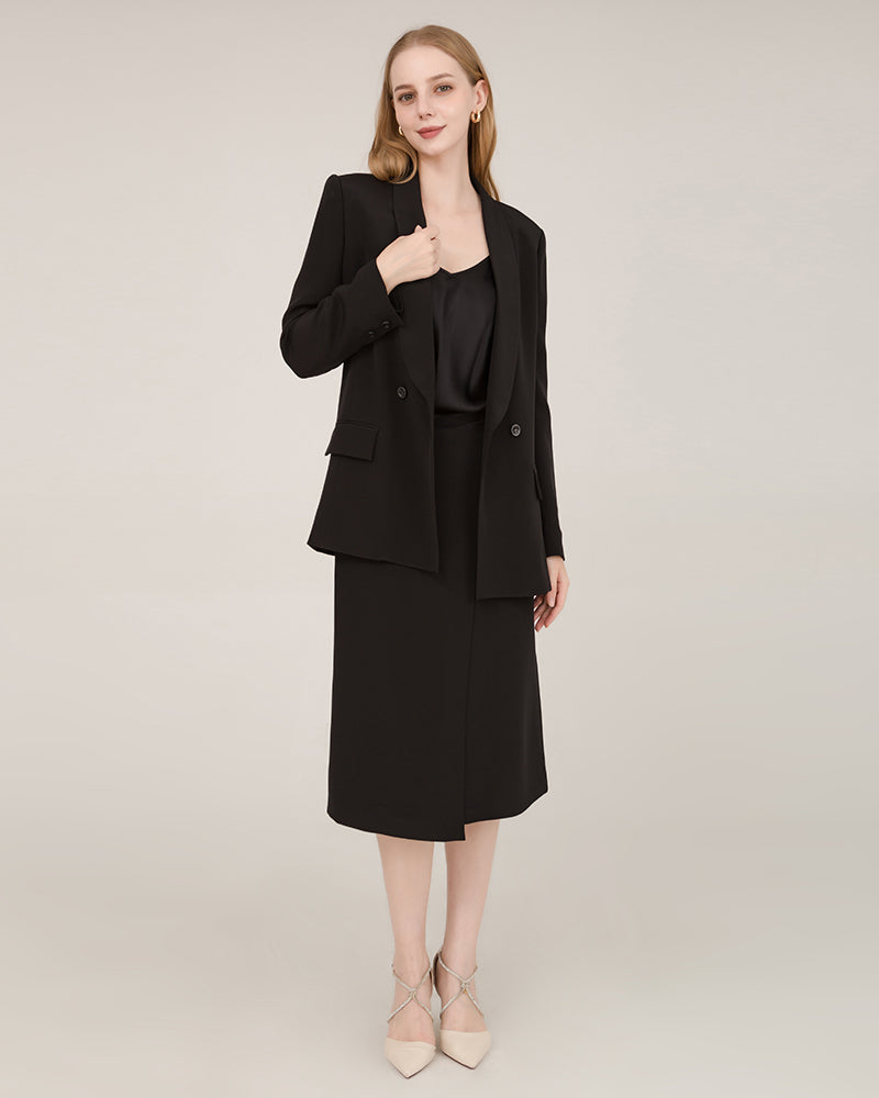 Blazer en Soie à Col Châle 40 Momme