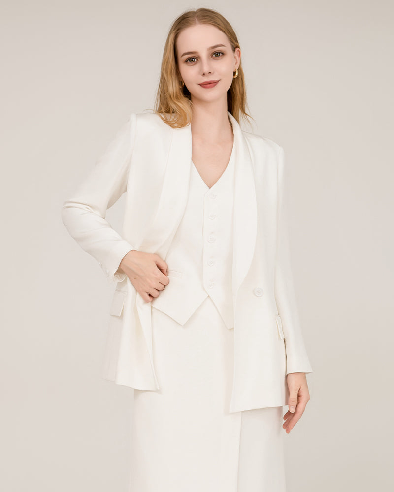 Blazer en Soie à Col Châle 40 Momme