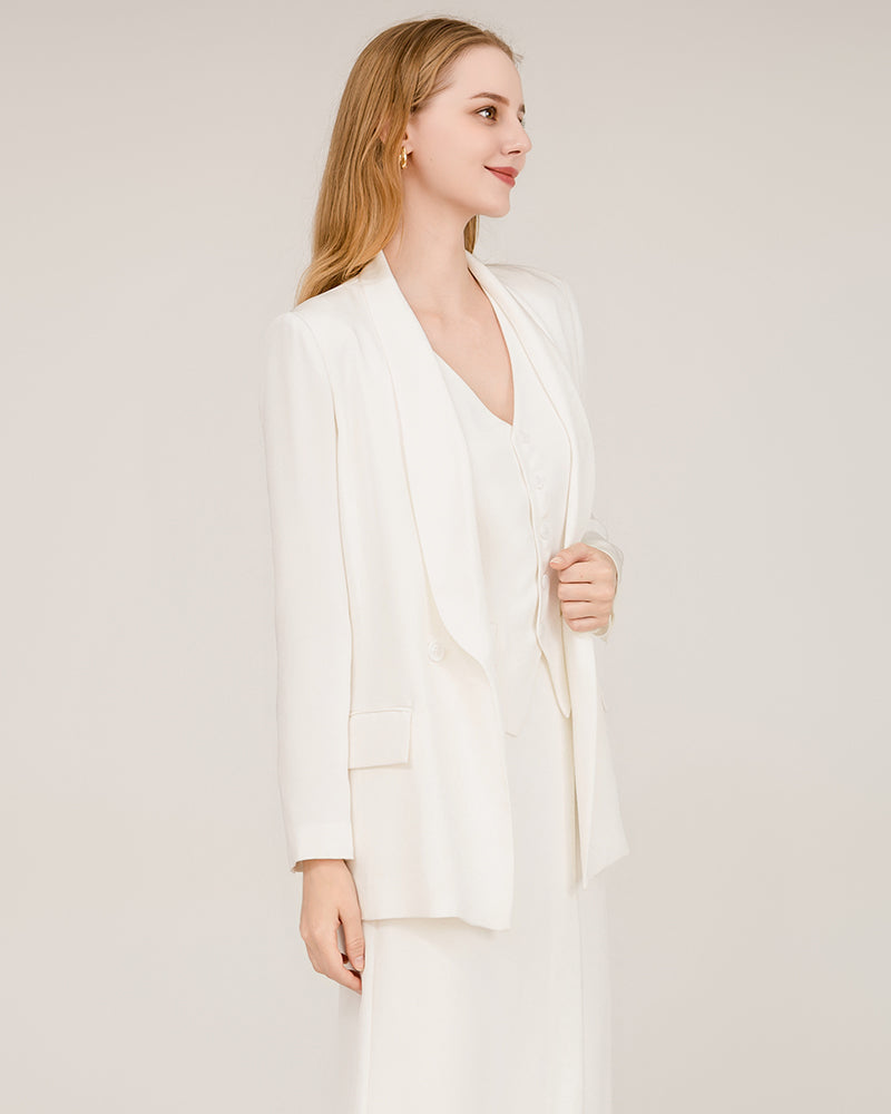 Blazer en Soie à Col Châle 40 Momme