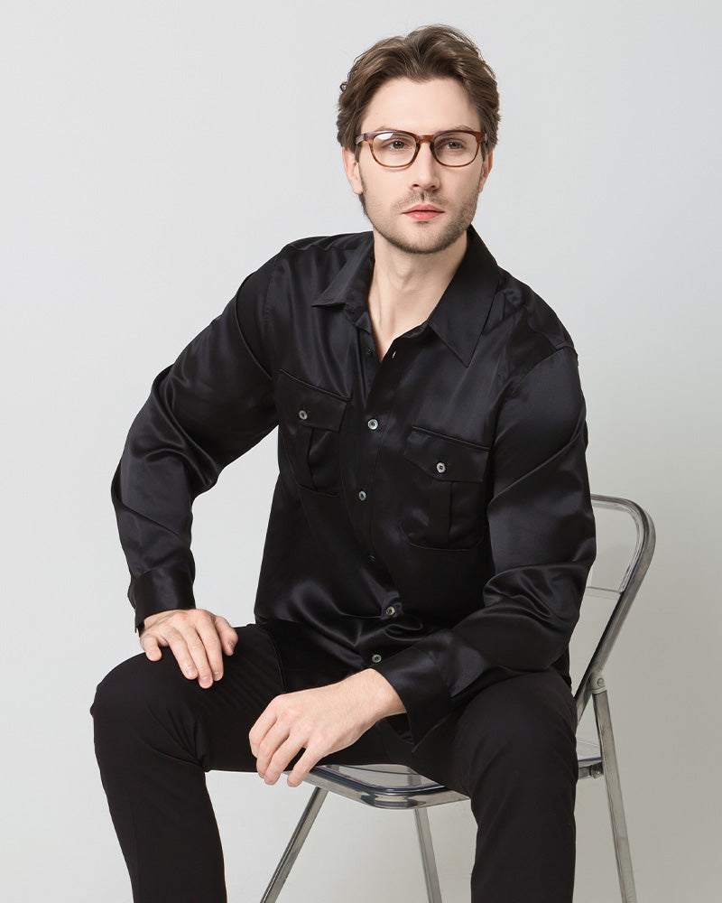 Chemise en Soie pour Homme Boutonnée