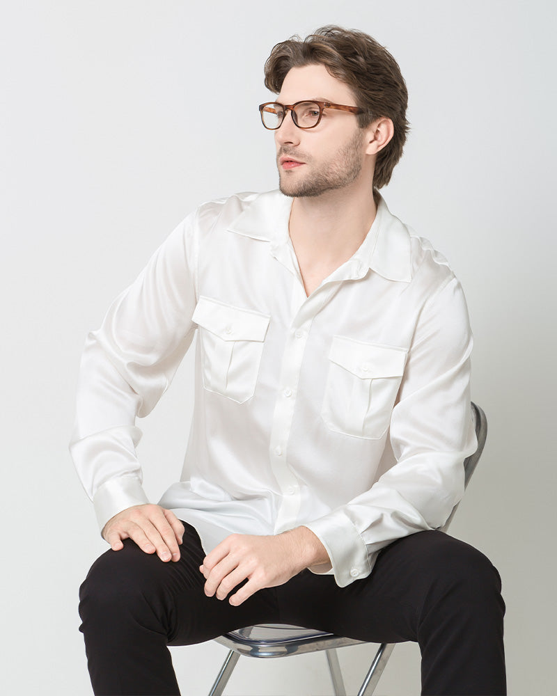 Chemise en Soie pour Homme Boutonnée