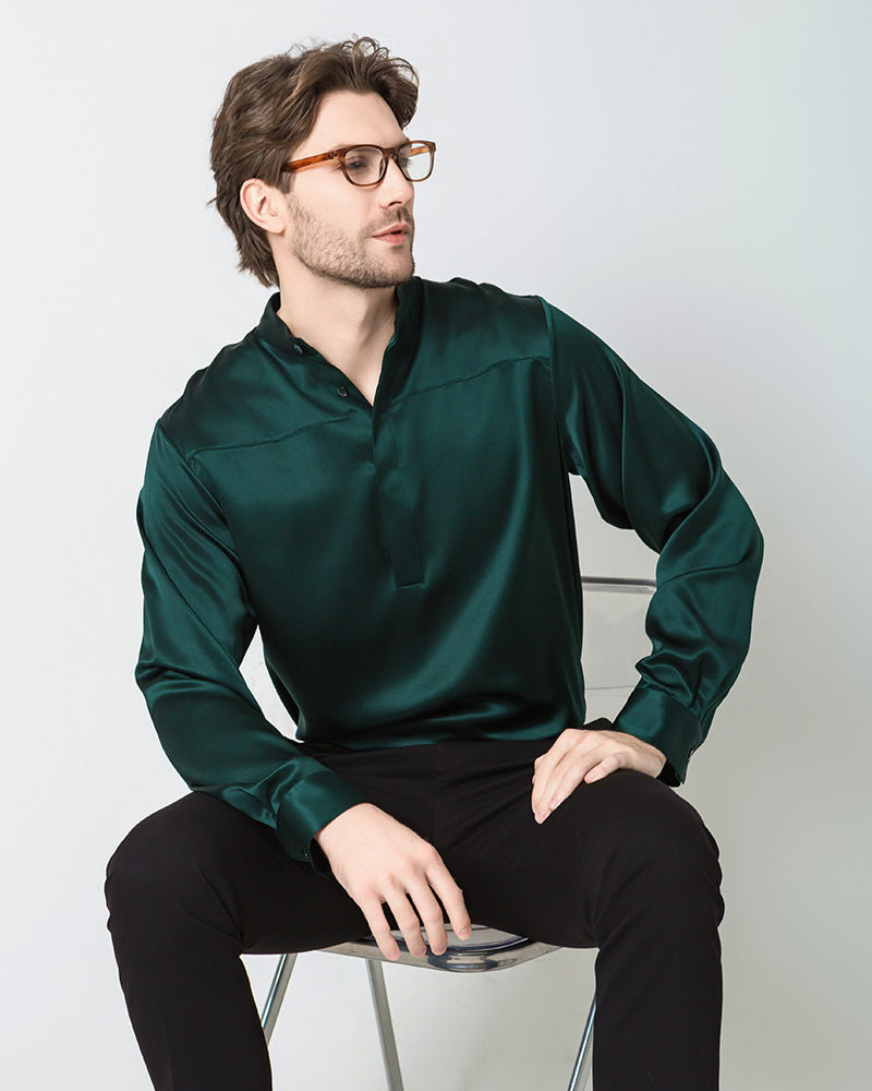 Chemise en Soie pour Homme à Manches Longues