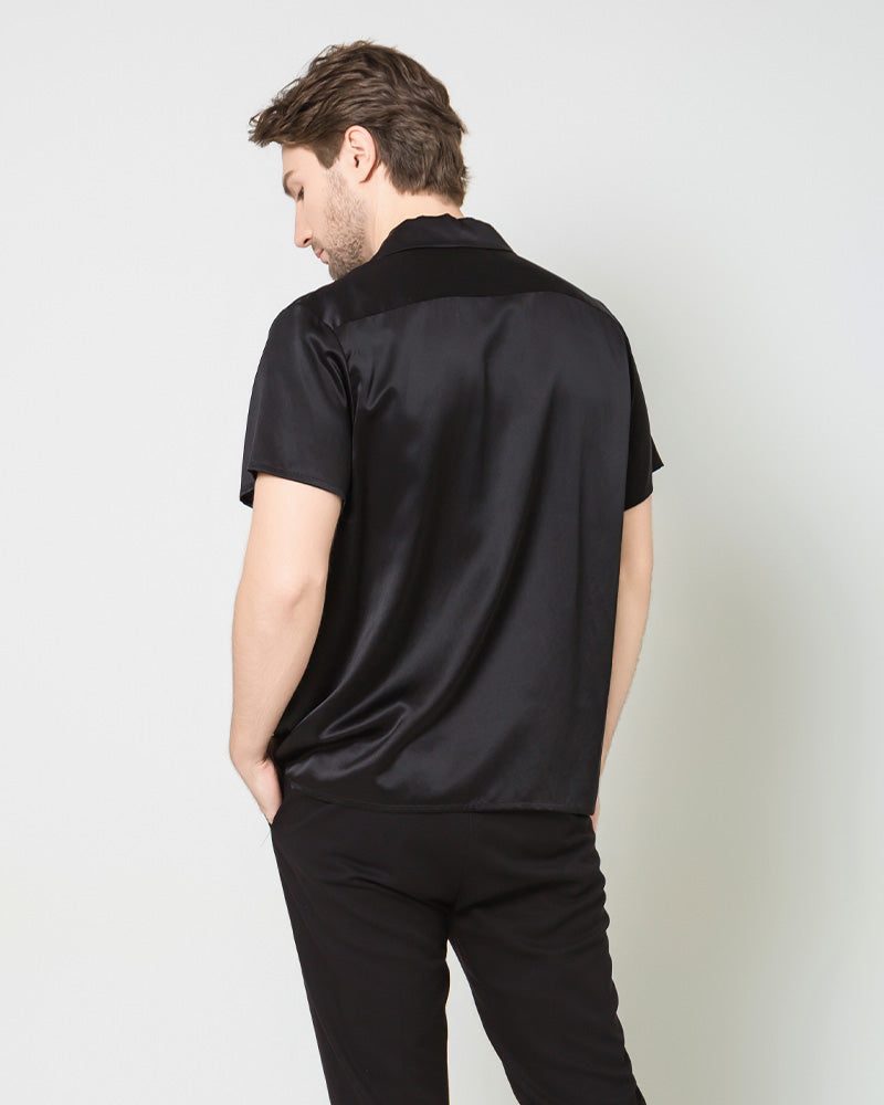 Chemise en Soie Homme à Manches Courtes avec Deux Poches