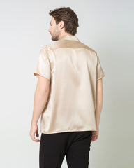 Chemise en Soie Homme à Manches Courtes avec Deux Poches