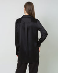 Chemise Boutonnée Oversize en Satin de Soie