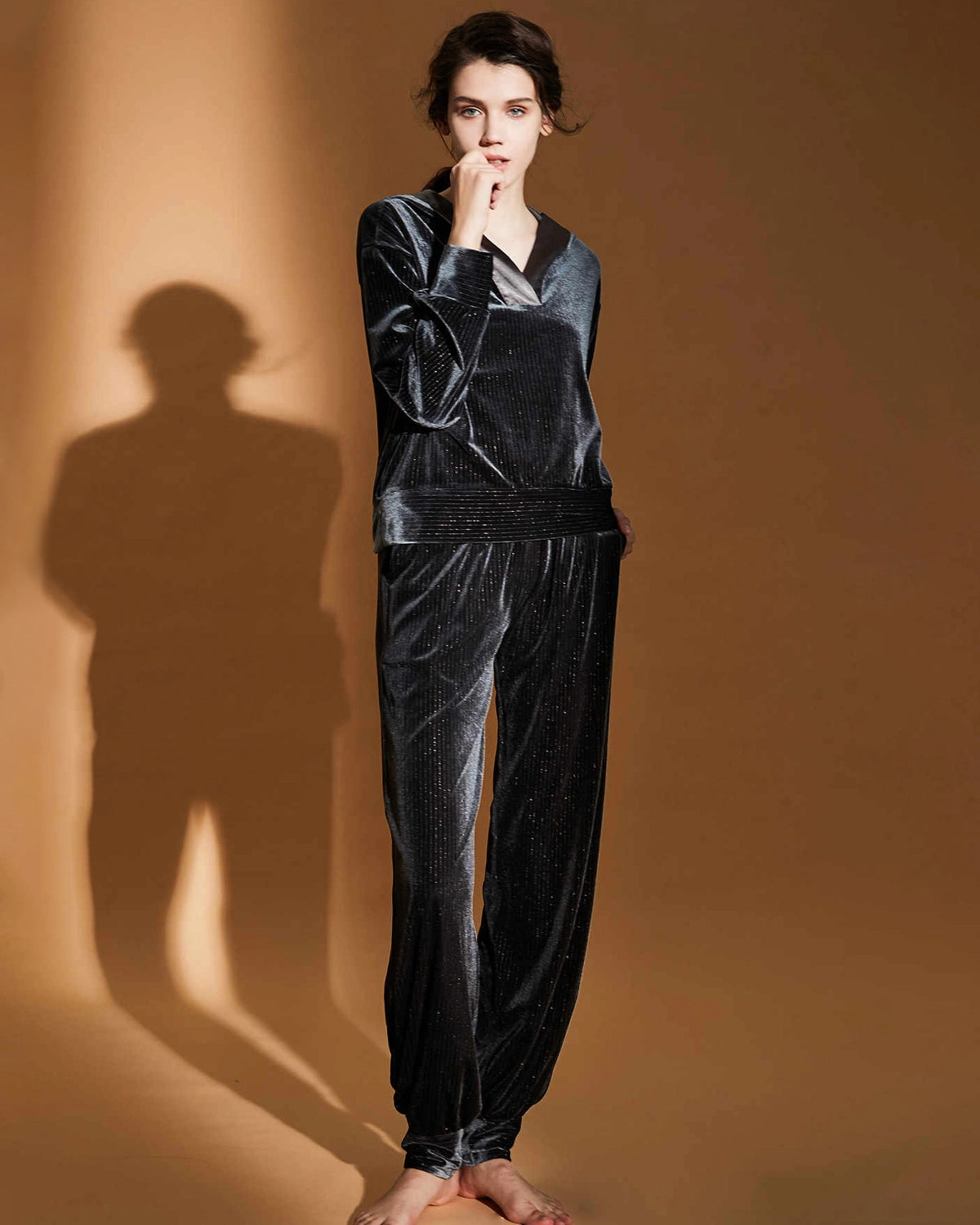 Silk Velvet Hooded Pajama Set