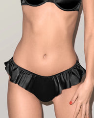 Ensemble triangle en soie & string à volants