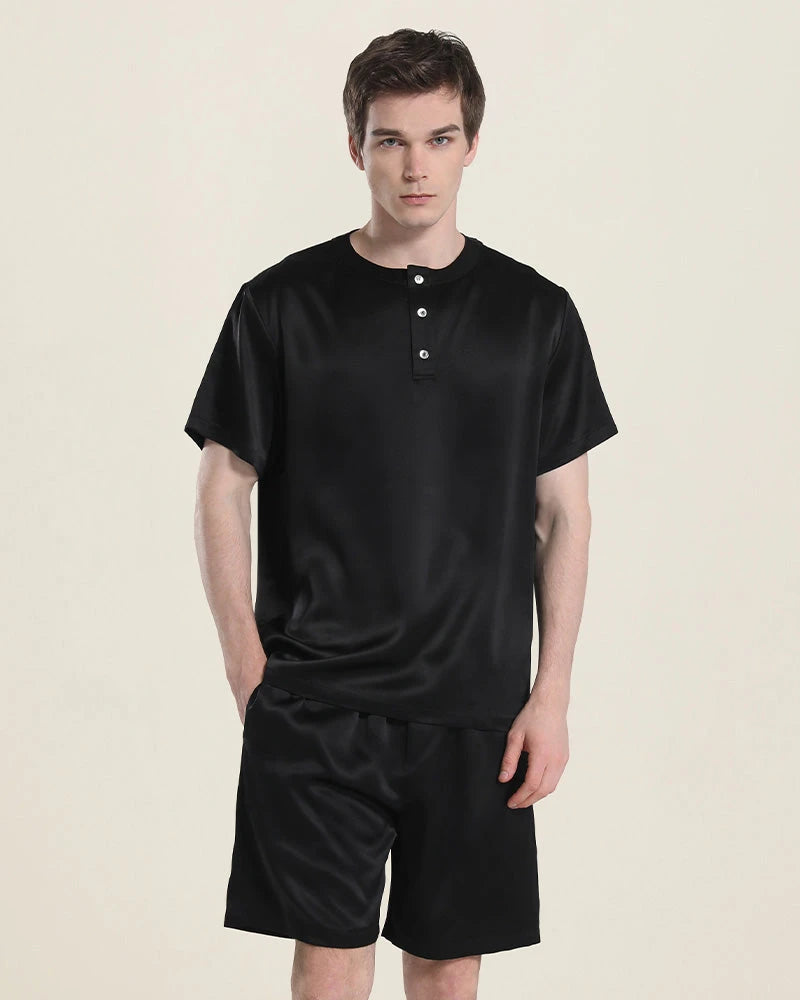 Ensemble de Pyjama Court à Col Rond Simple pour Homme