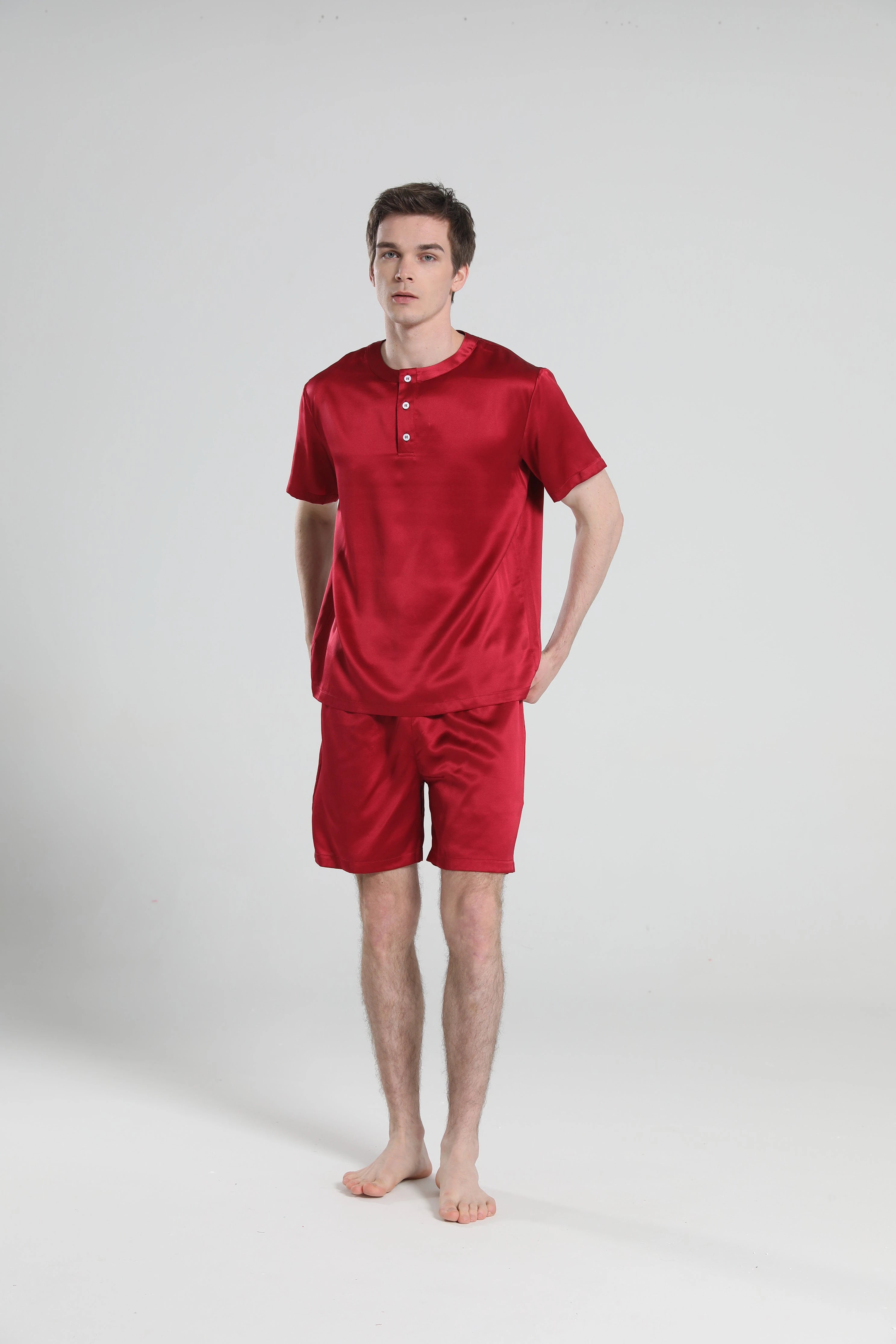 Ensemble de Pyjama Court à Col Rond Simple pour Homme