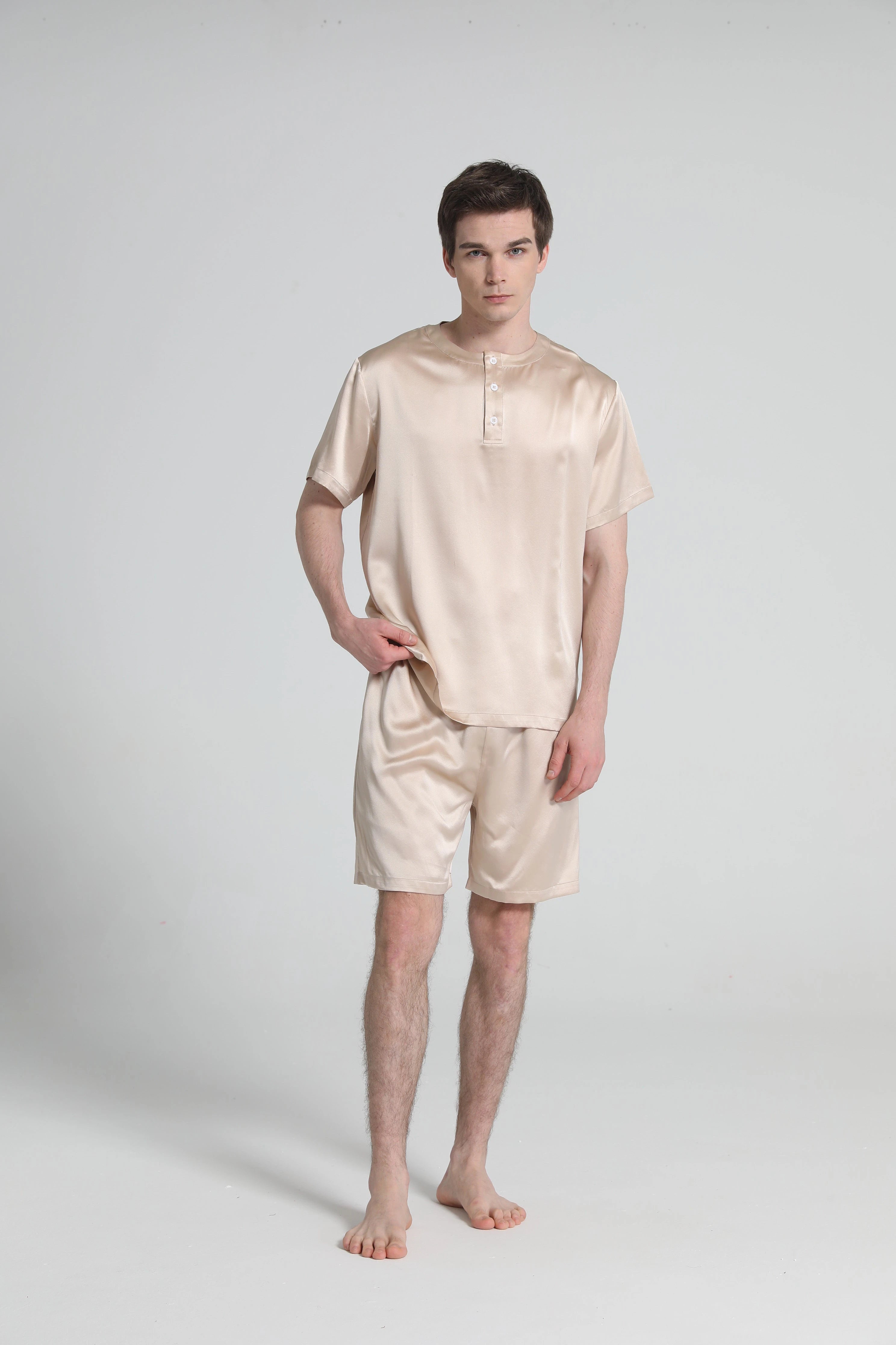 Ensemble de Pyjama Court à Col Rond Simple pour Homme