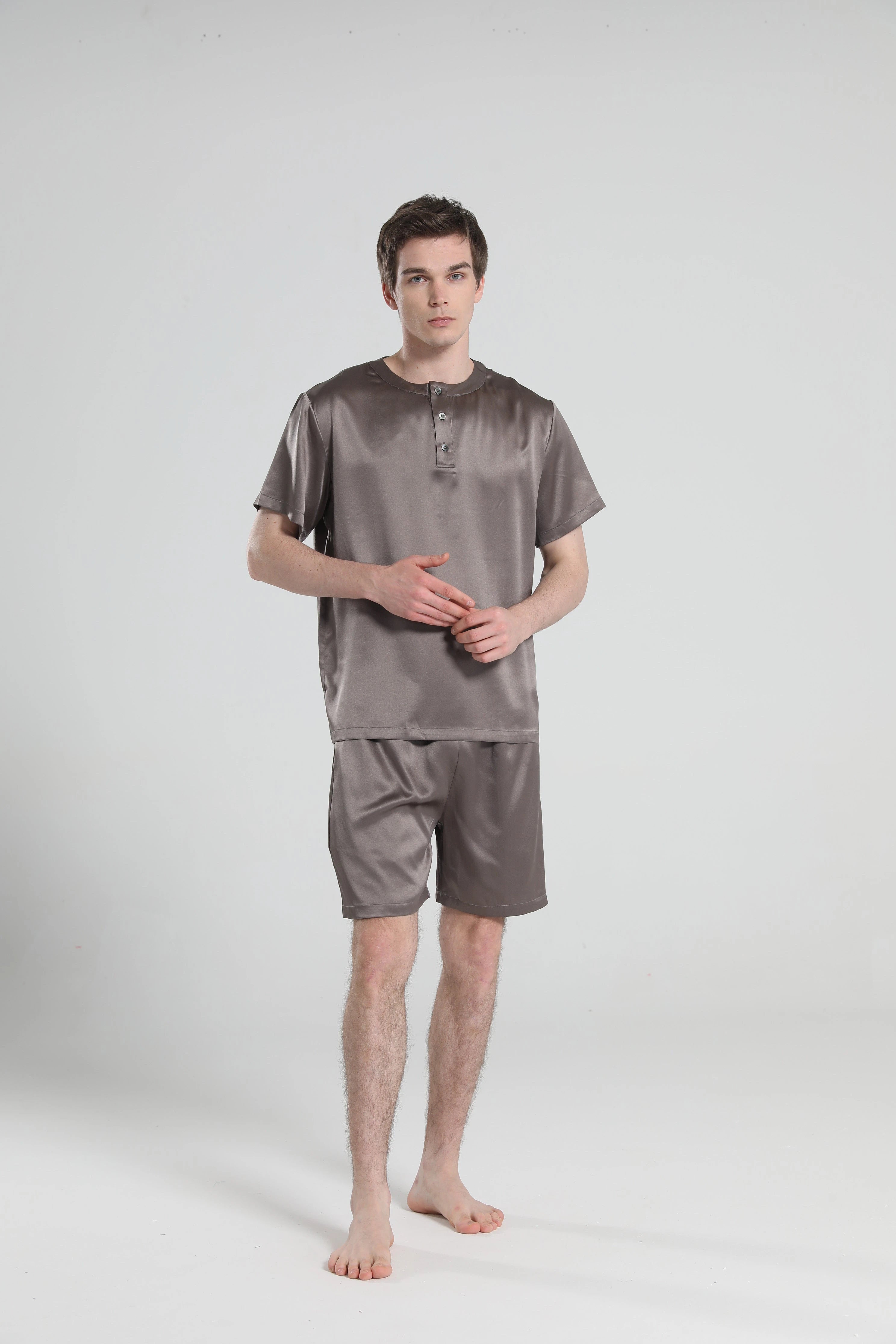 Ensemble de Pyjama Court à Col Rond Simple pour Homme