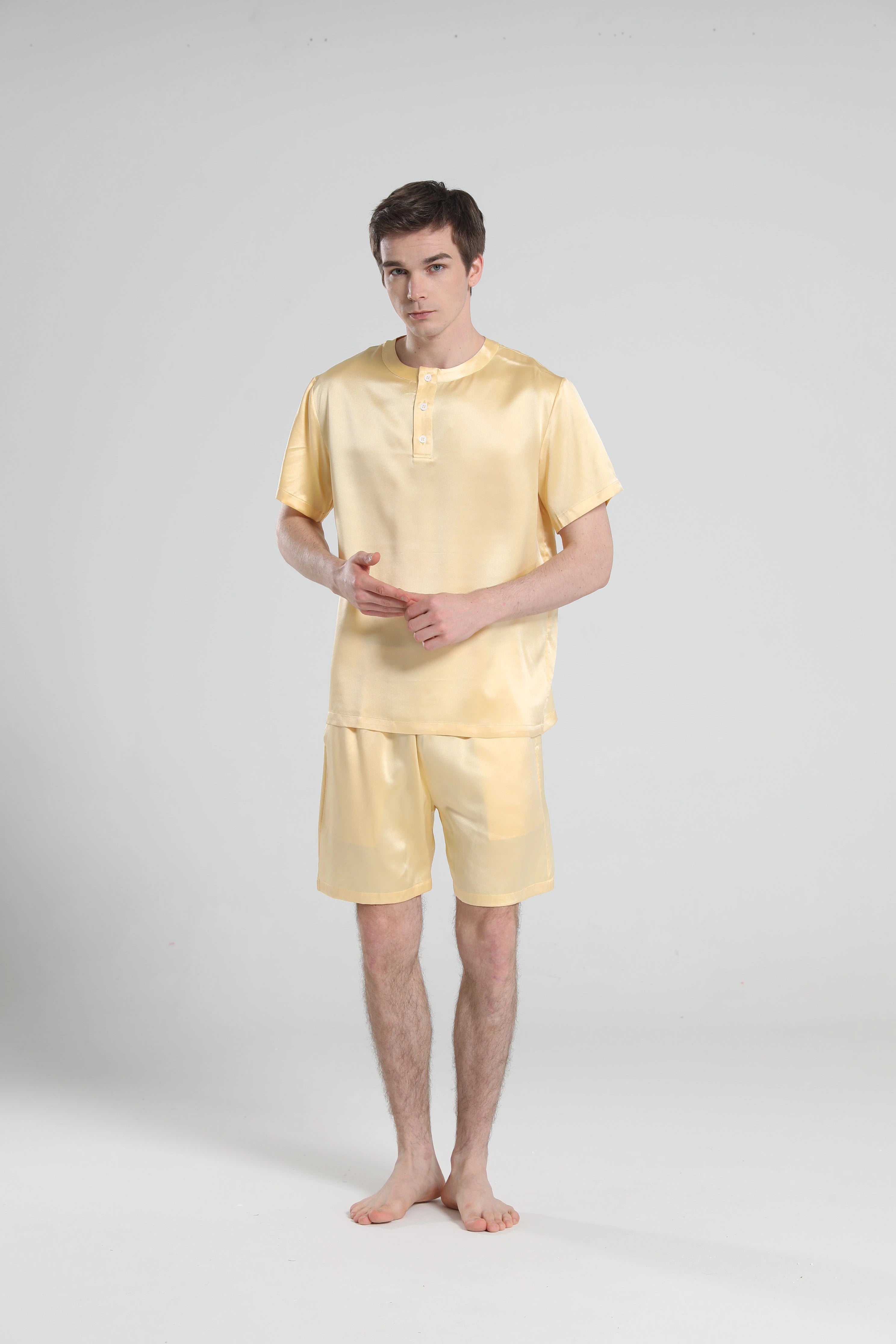 Ensemble de Pyjama Court à Col Rond Simple pour Homme