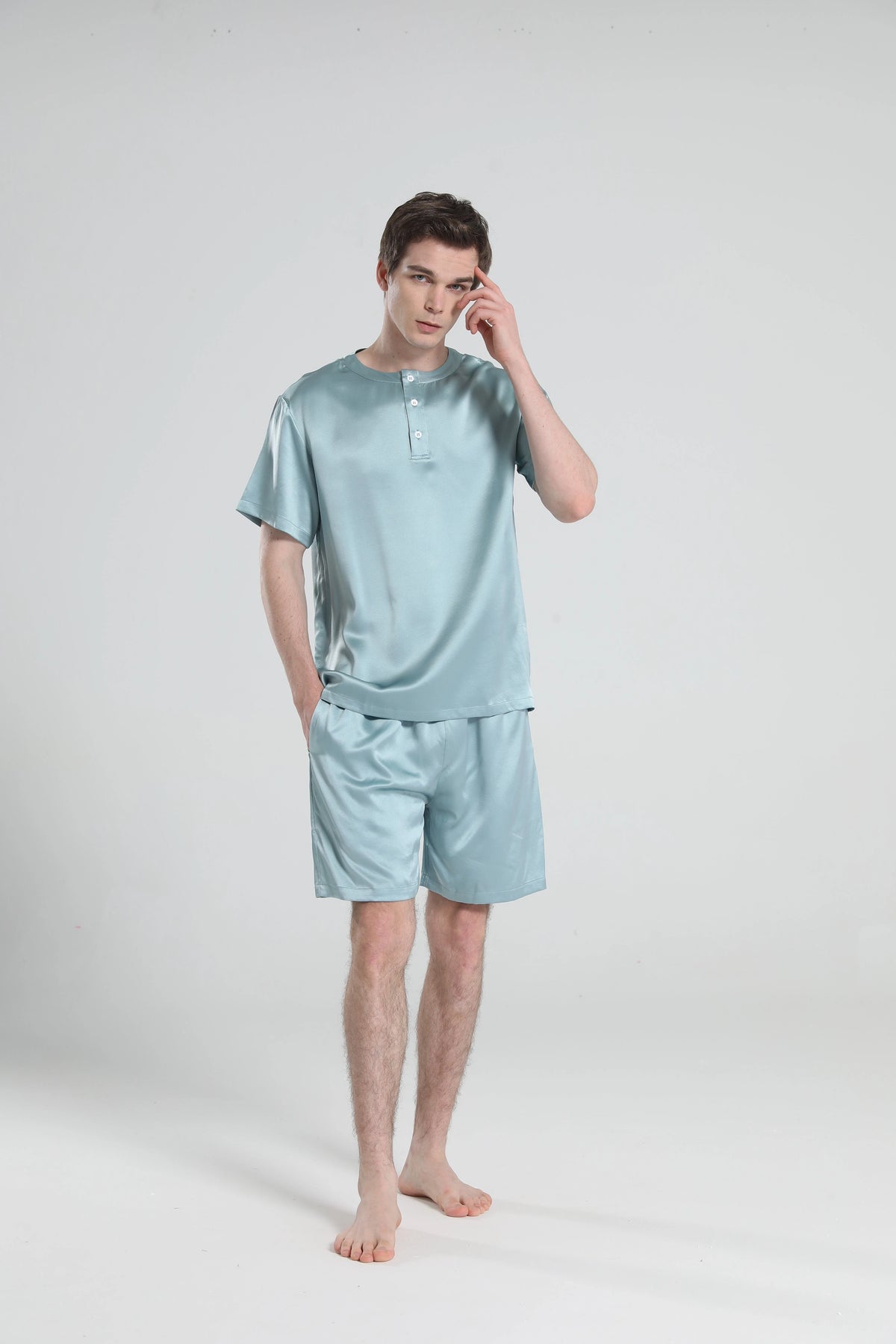 Ensemble de Pyjama Court à Col Rond Simple pour Homme