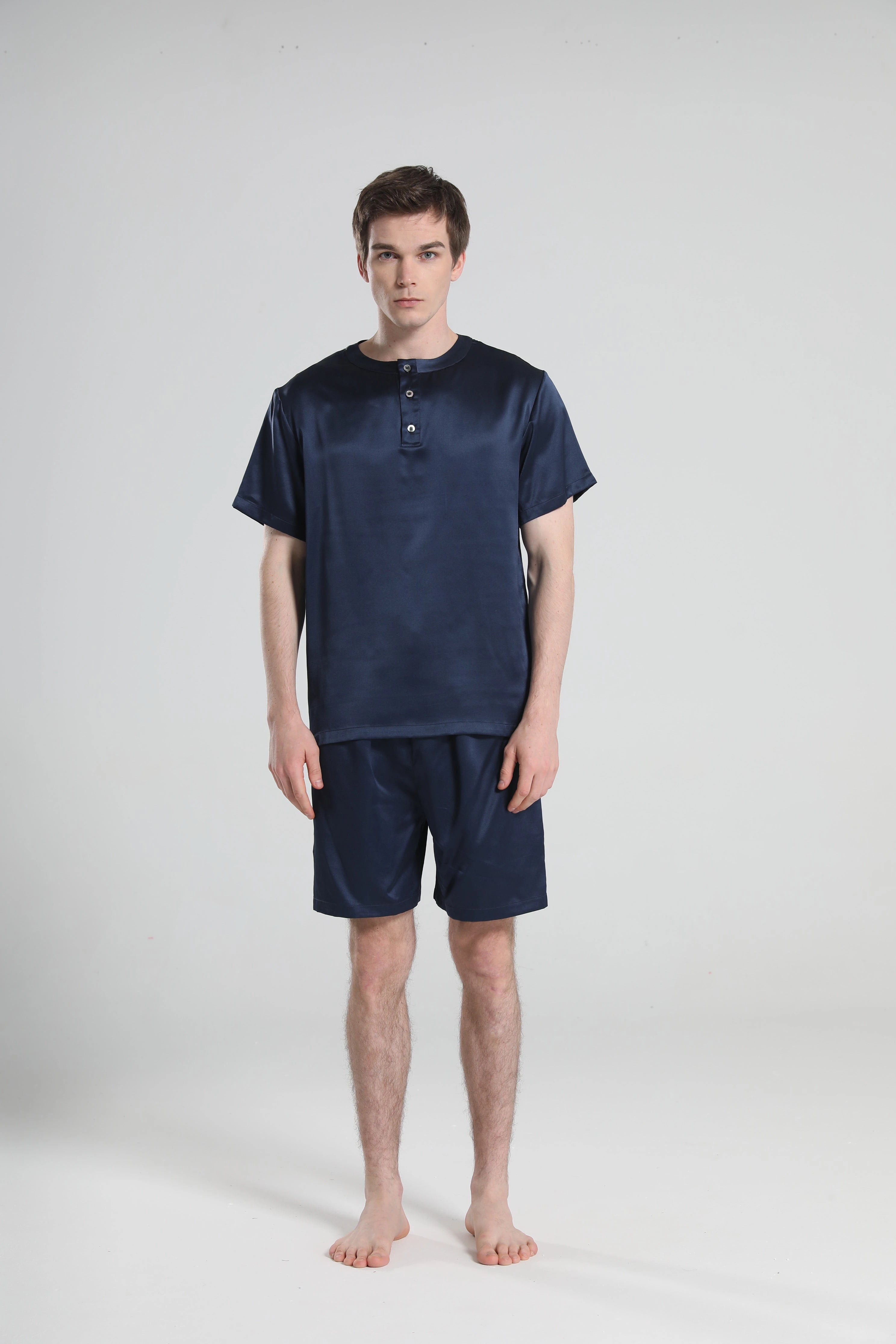 Ensemble de Pyjama Court à Col Rond Simple pour Homme