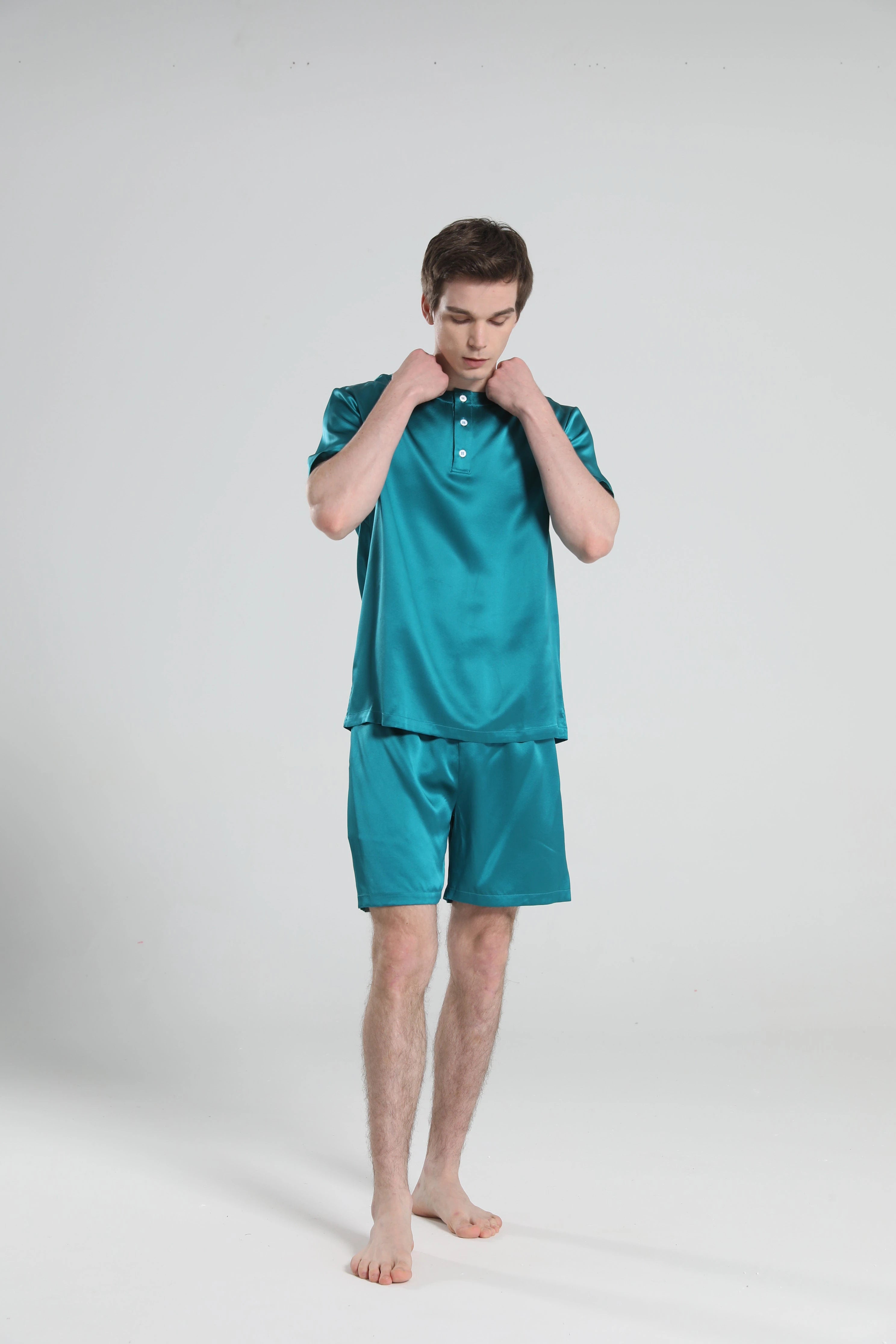 Ensemble de Pyjama Court à Col Rond Simple pour Homme