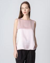 Blouse en Soie à Col Rond Sans Manches pour Femmes