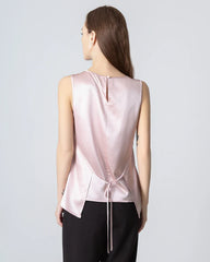 Blouse en Soie à Col Rond Sans Manches pour Femmes