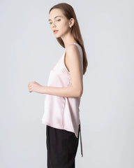 Blouse en Soie à Col Rond Sans Manches pour Femmes