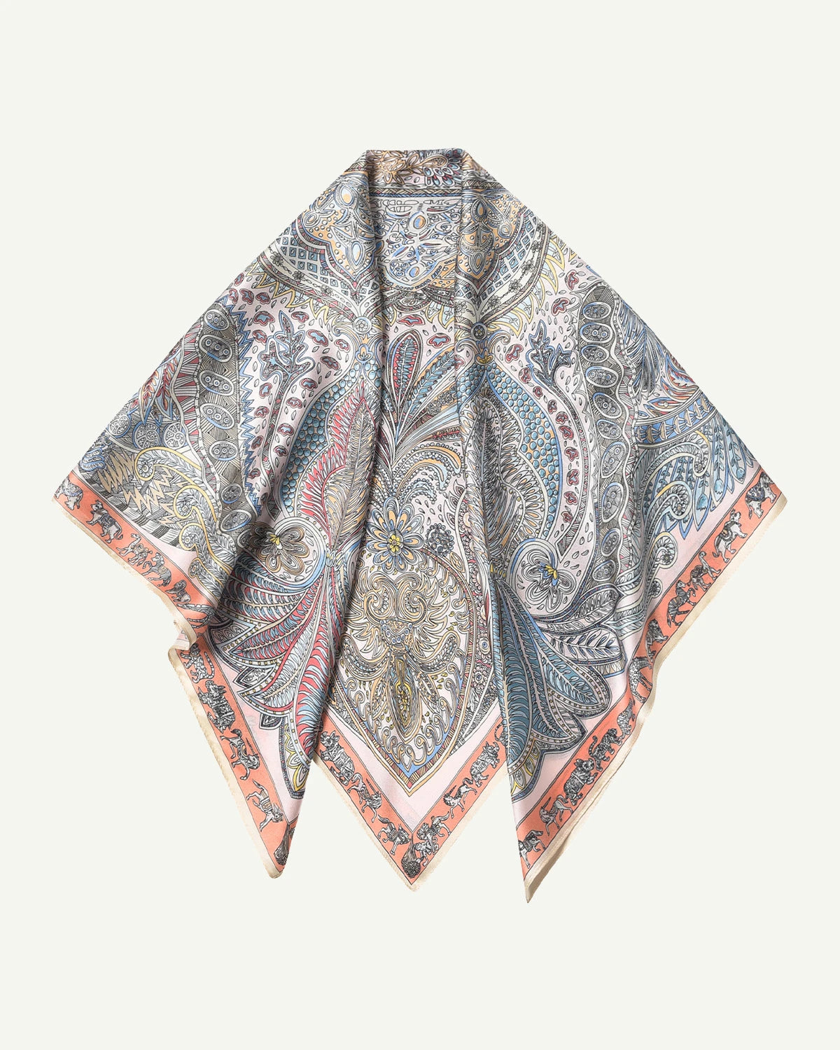 Écharpe en soie douce multicolore à motif cachemire