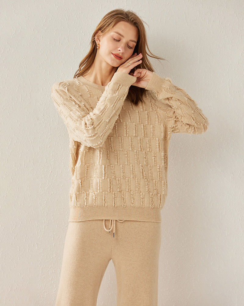 Pull Cachemire Luxe Uni Col Rond